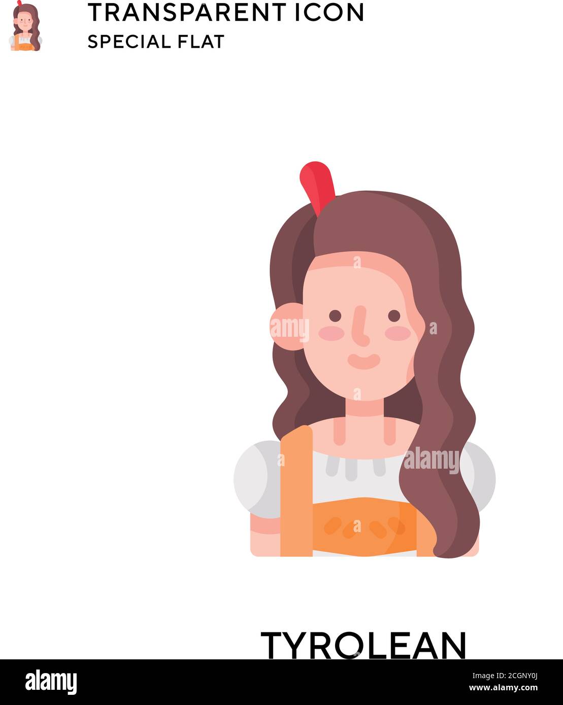 Tyrolean vector icon. Flat style illustration. EPS 10 vector. Stock Vector