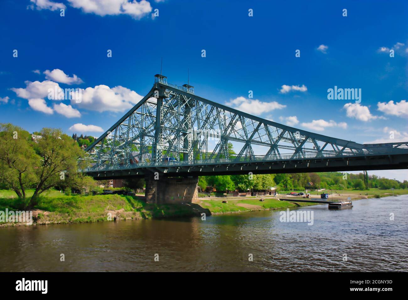 A Picture from the Blue Wonder in Dresden Blaues Wunder Stock Photo