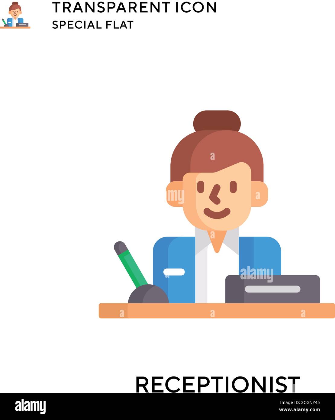 Receptionist vector icon. Flat style illustration. EPS 10 vector Stock ...