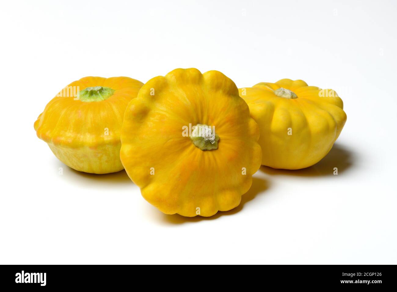 Three yellow patisson pumpkins, Germany Stock Photo - Alamy
