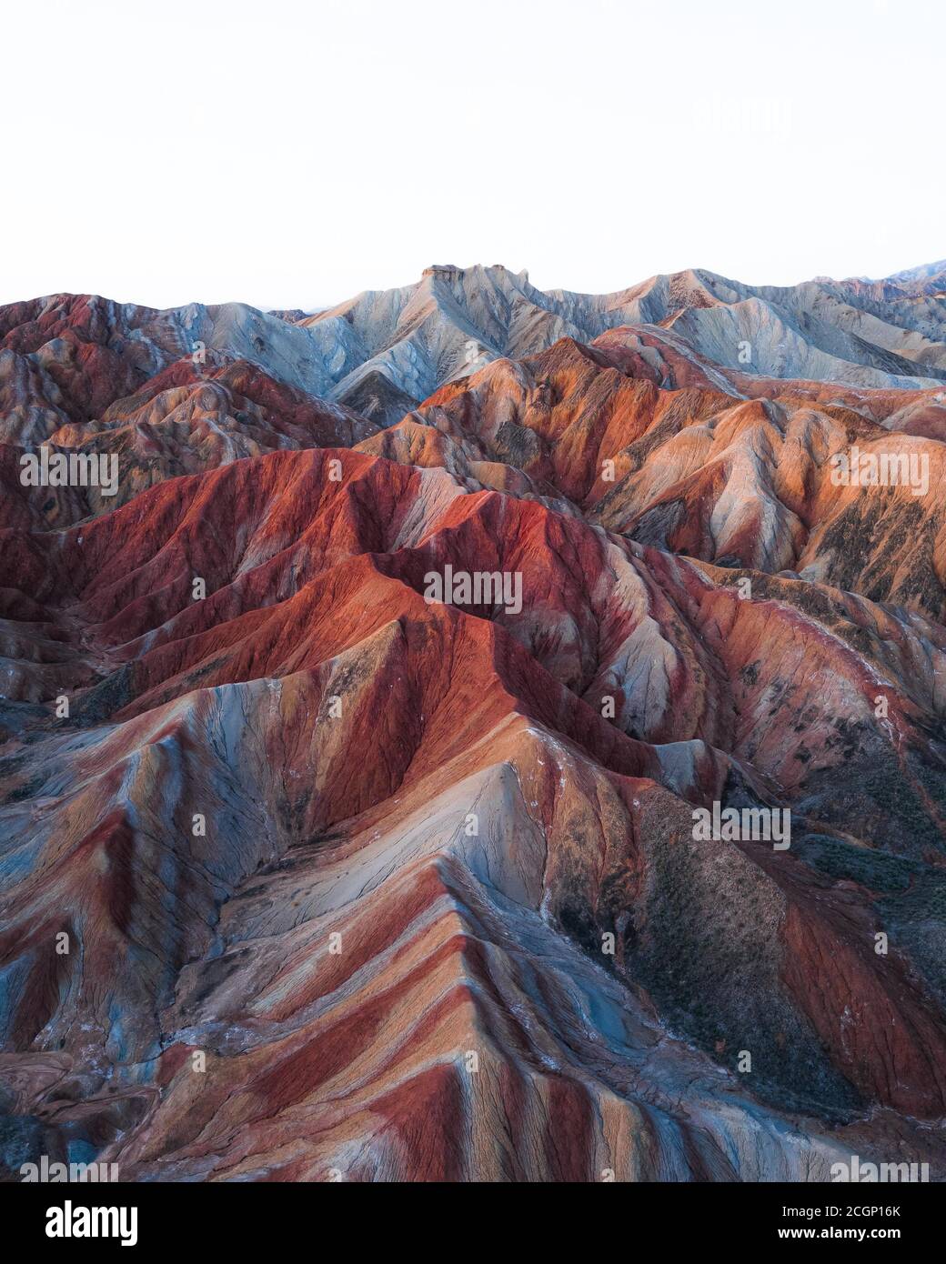 Red sandstone mountains of different minerals, Zhangye Danxia Geopark, China Stock Photo