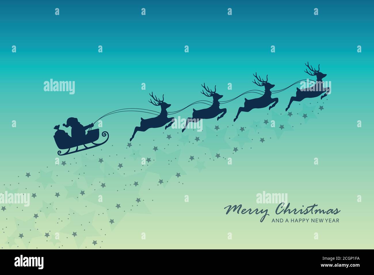 christmas banner santa claus in a sleigh with reindeer vector ...