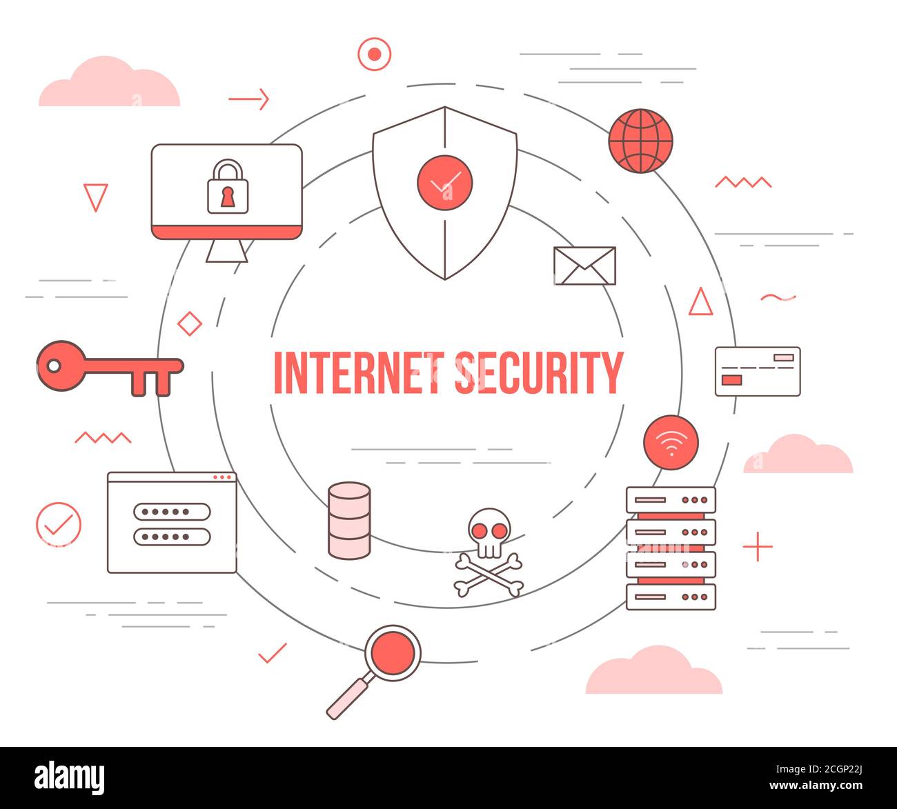 internet security technology concept with icon set template banner with ...