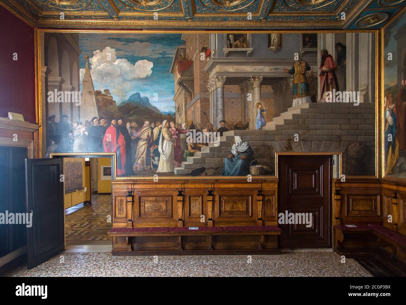 Interior with murals in the Museum Gallerie dell'Accademia, Dorsoduro, Venice, Italy Stock Photo