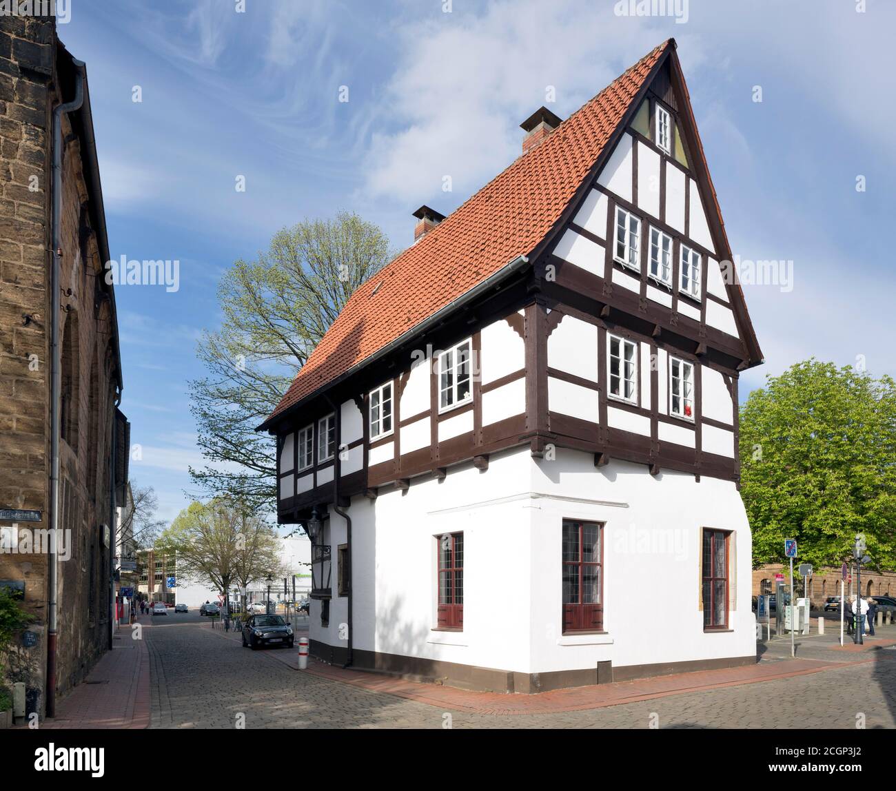 Half-timbered house Martinikirchhof, old town, Minden, East Westphalia, North Rhine-Westphalia, Germany Stock Photo