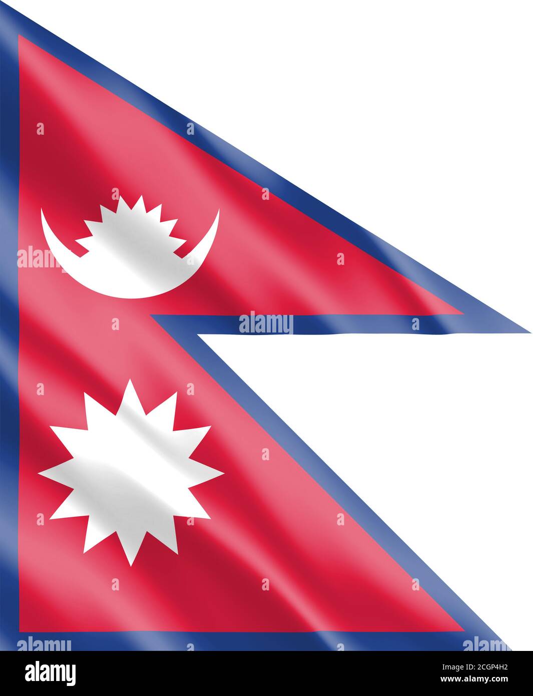 Silk wavy flag of Nepal graphic. Wavy Nepali flag illustration. Rippled