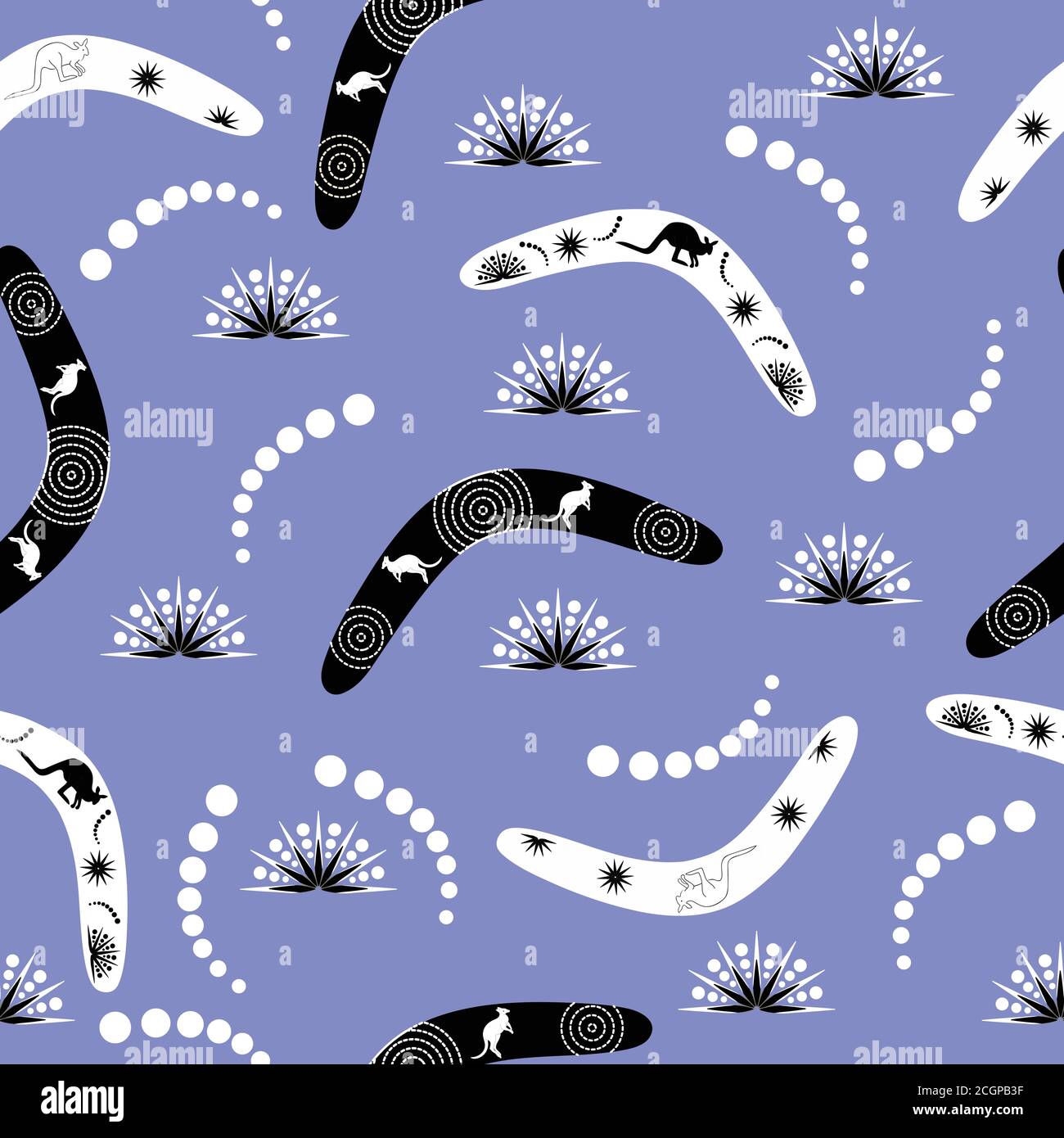 Boomerangs and Kangaroos seamless pattern Stock Vector