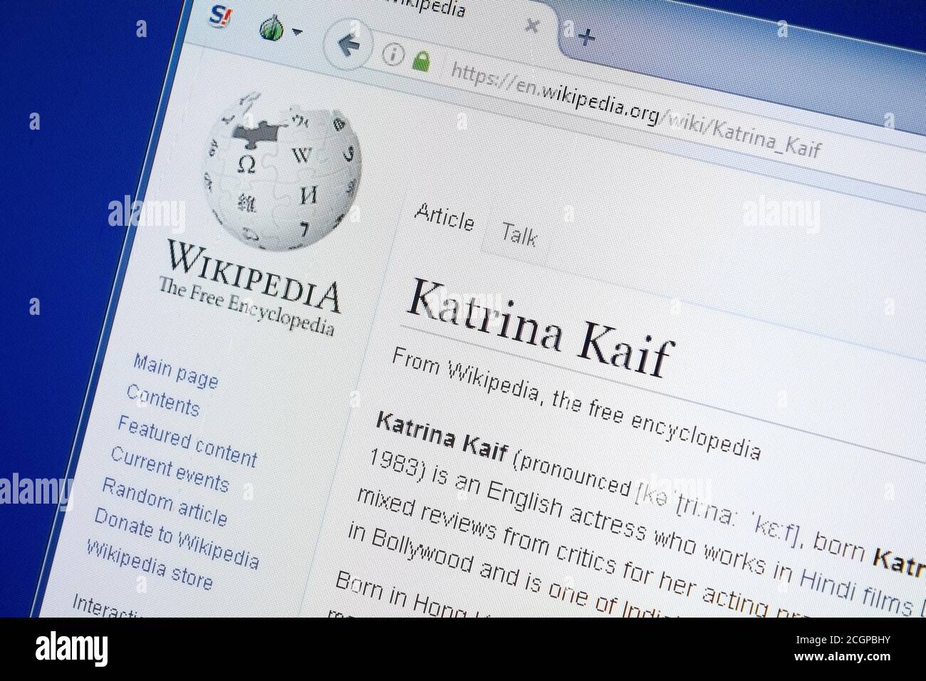 Ryazan, Russia - August 19, 2018: Wikipedia page about Katrina Kaif on the  display of PC Stock Photo - Alamy
