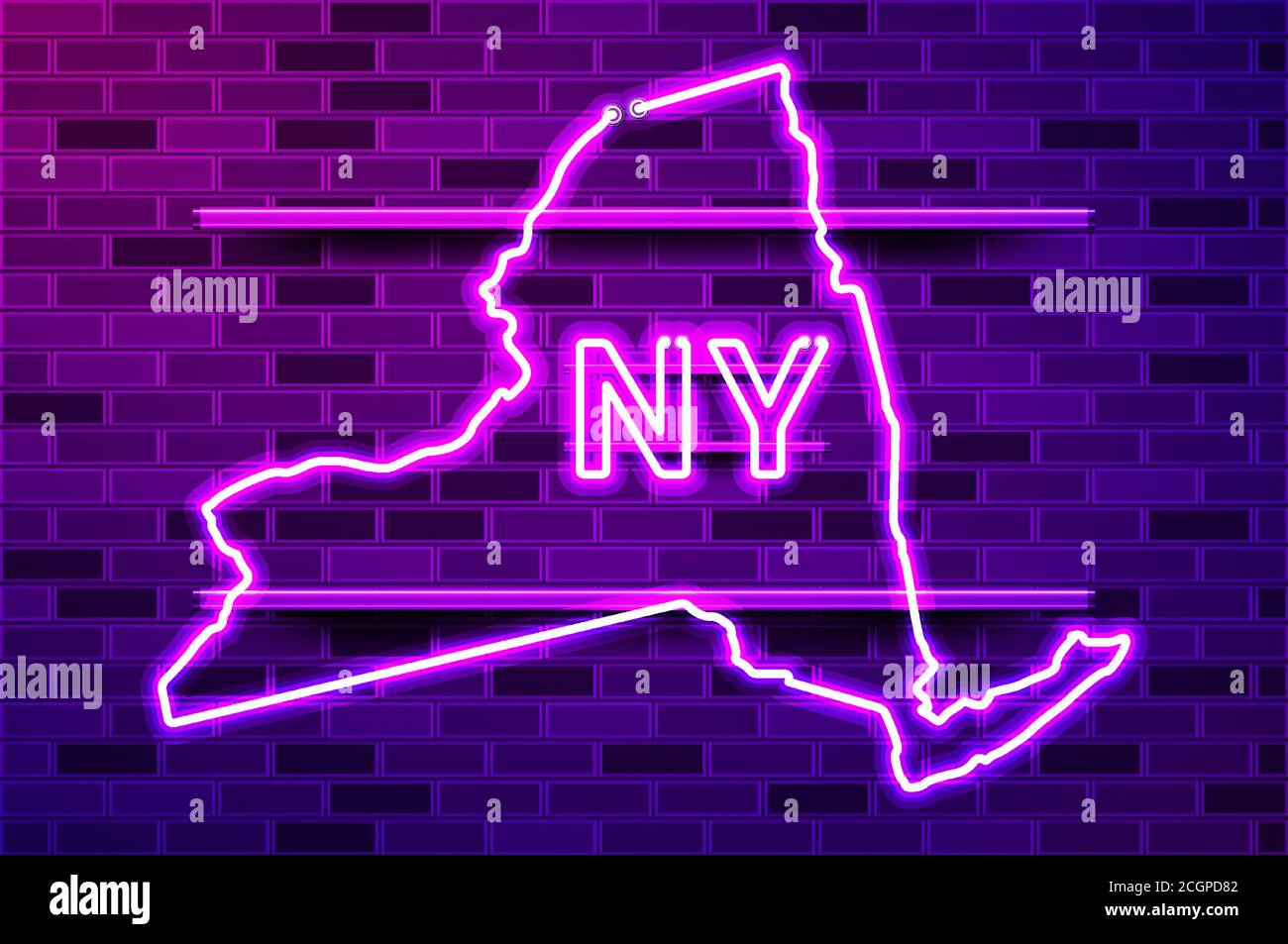 New York US state glowing purple neon lamp sign Stock Vector Image