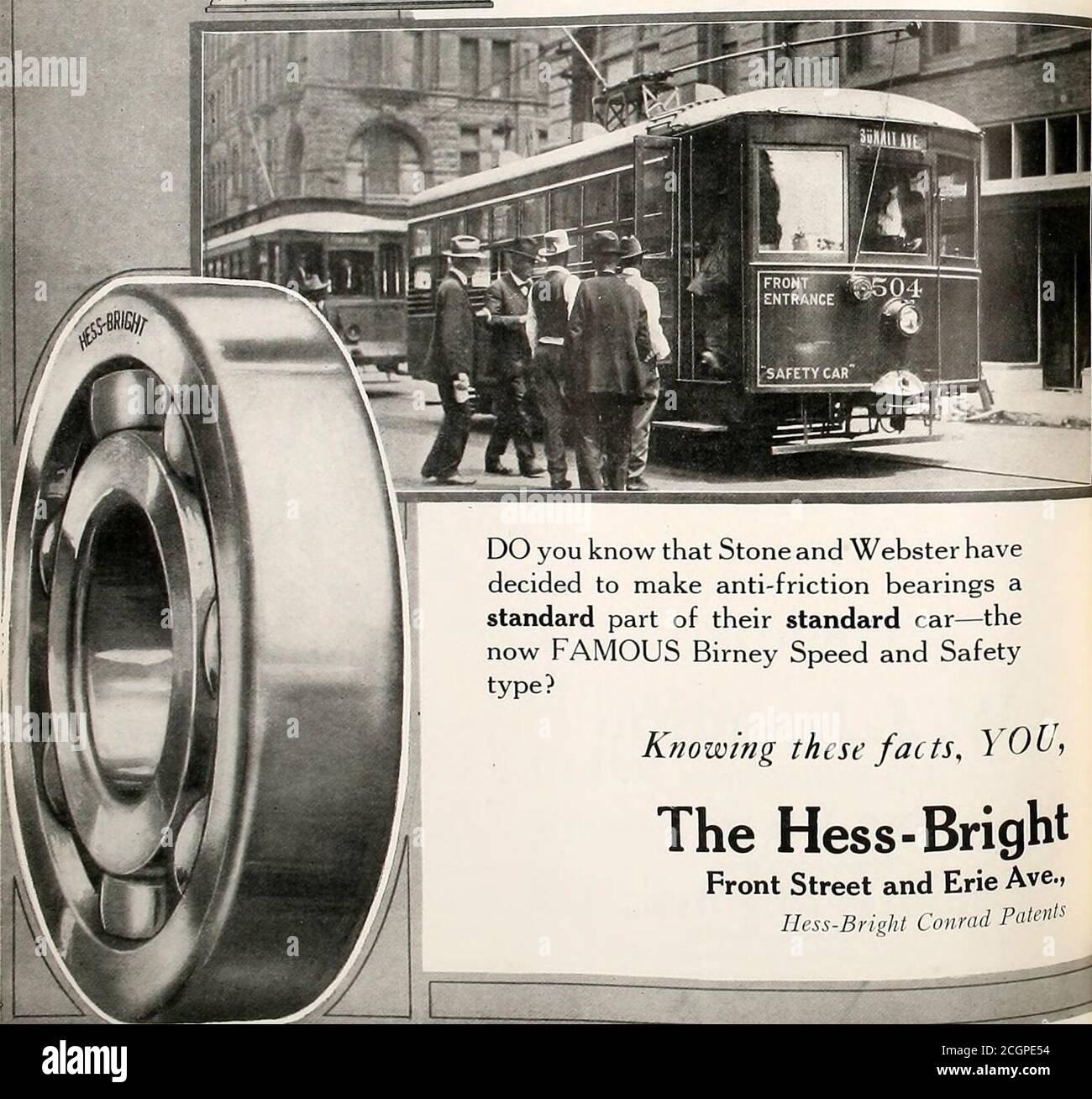 . Electric railway journal . H3 H5HESS-BRIGHT EA.LL £ EARtNGS HESS-BRIGHT are on the Fort Worth which are Electric Rail. DO you know that Stone and Webster havedecided to make anti-friction bearings astandard part of their standard car—thenow FAMOUS Birney Speed and Safetytype? Knowing these facts, YOU, The Hess-Bright Front Street and Erie Ave., Hess-Bright Conrad Patents SEPTEMBER 22, 1917] ELECTRIC RAILWAY JOURNAL 215 BALL BEARINGS -Birney cars REVOLUTIONIZIA G way Operation Stock Photo