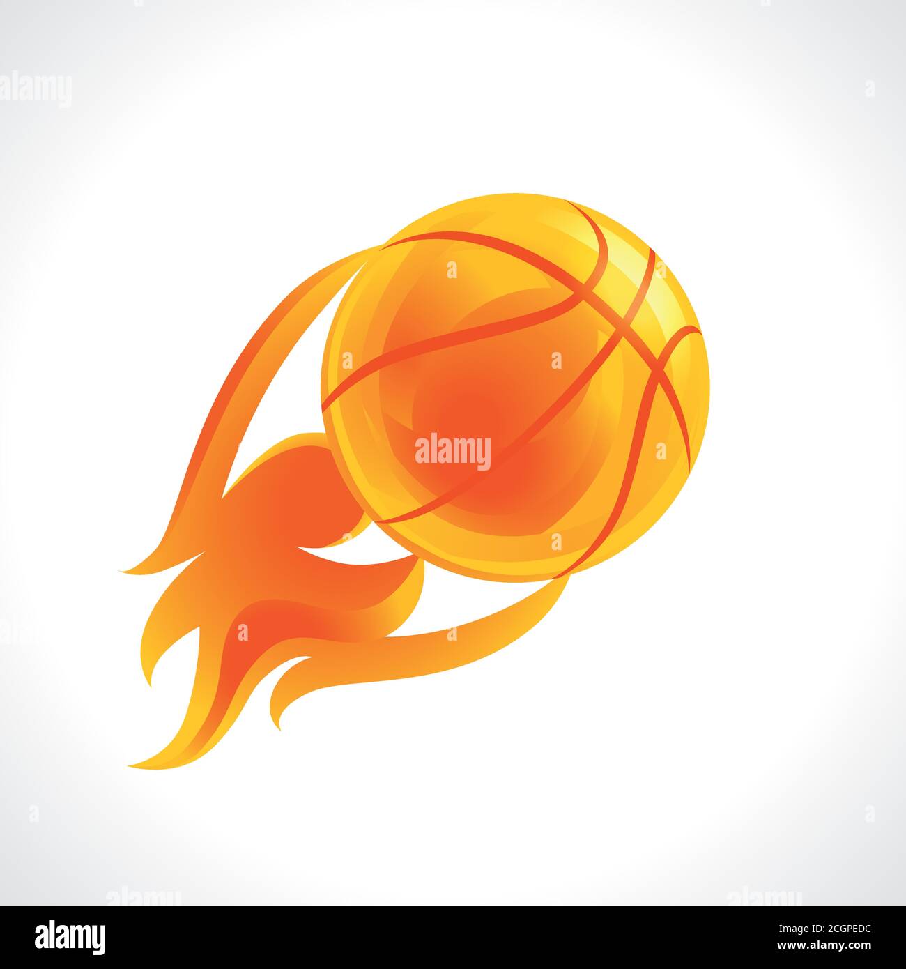 Basketball vector logo. Ball, fiery sportsman player sign. Brand symbol of national competitions, mobile app, sport equipment shop. Creative red award Stock Vector