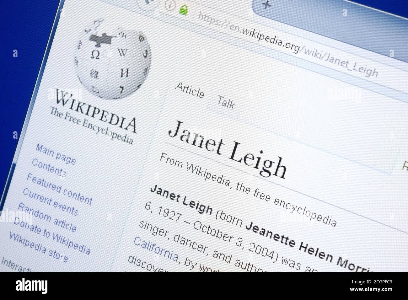 Ryazan, Russia - August 28, 2018: Wikipedia page about Janet Leigh on ...