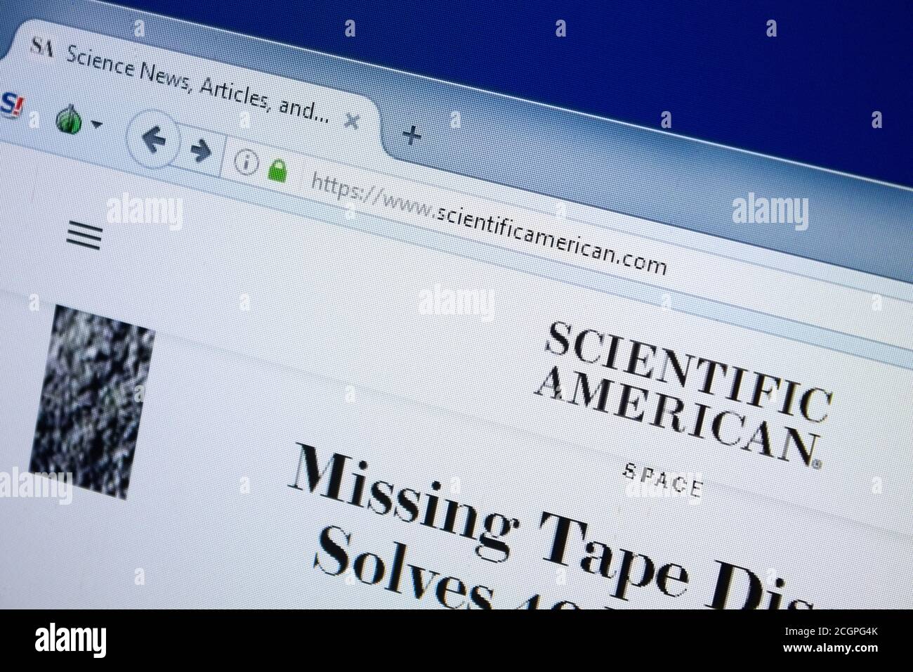 Ryazan, Russia - August 26, 2018: Homepage of Scientific American website on the display of PC, Url - ScientificAmerican.com. Stock Photo