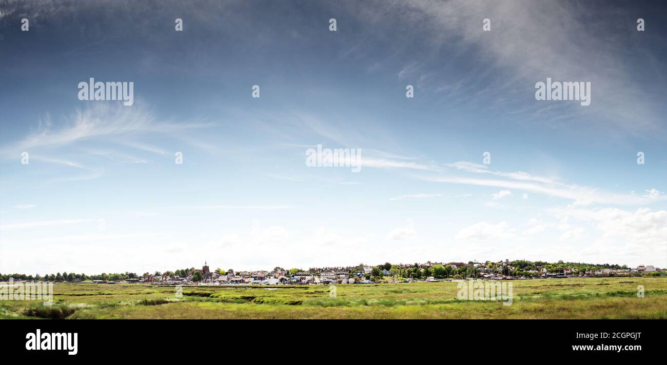 panoramic landscape image of maldon town from Heybridge Stock Photo