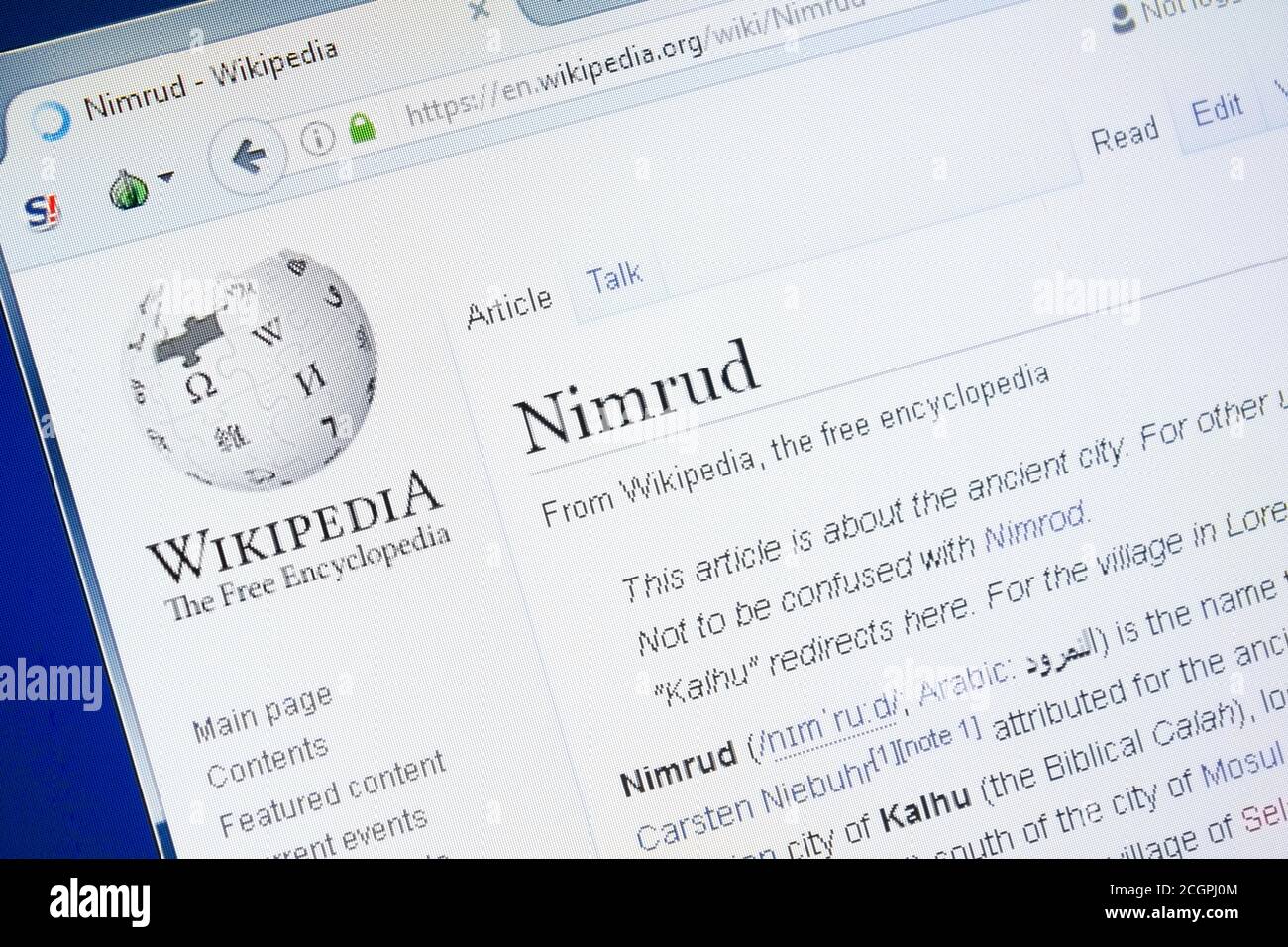 Ryazan, Russia - August 28, 2018: Wikipedia page about Nimrud on the display of PC Stock Photo