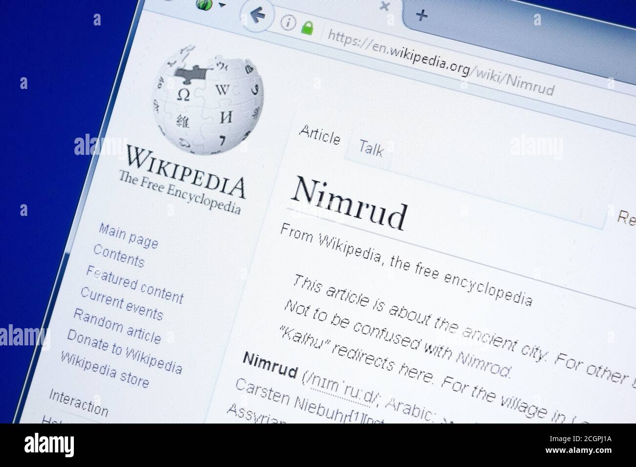 Ryazan, Russia - August 28, 2018: Wikipedia page about Nimrud on the display of PC Stock Photo