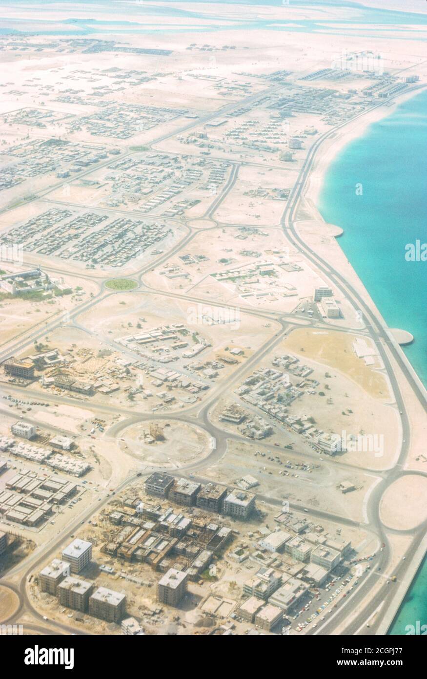 Abu Dhabi, UAE, Begins its Modern Development.  Aerial View photographed March 1972. Stock Photo