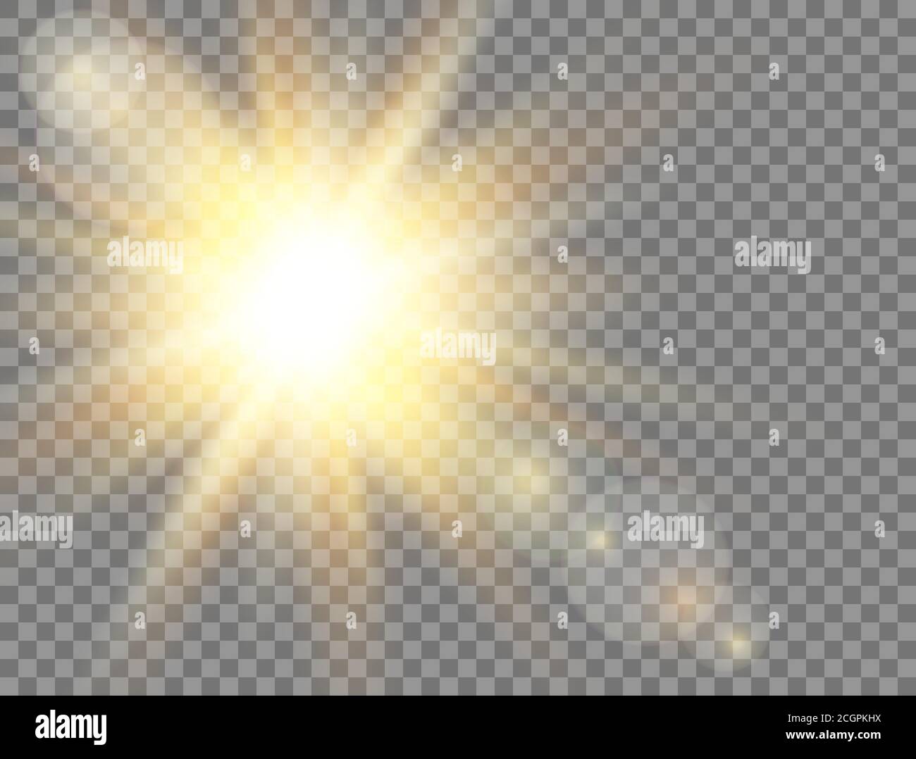 Sun light. Golden glowing light effect on transparent background. Sunshine  with rays. Sunlight lens flash. Magic banner. Summer sunny backdrop. Vector  Stock Vector Image & Art - Alamy