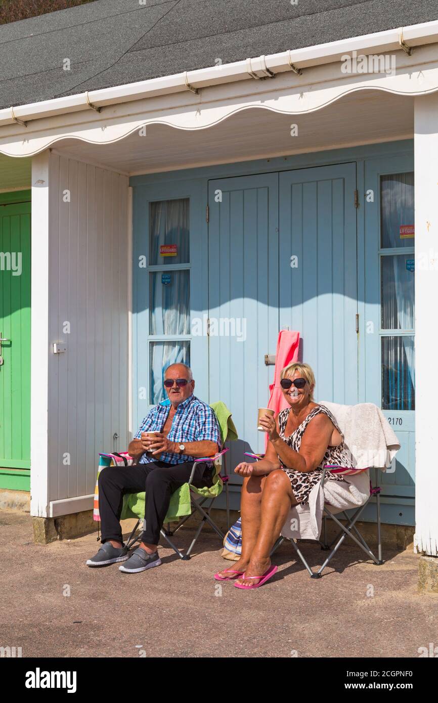 Bournemouth, Dorset UK. 12th September 2020. UK weather: warm with sunny spells as visitors head to the seaside to enjoy the sunshine at Bournemouth beaches. Credit: Carolyn Jenkins/Alamy Live News Stock Photo