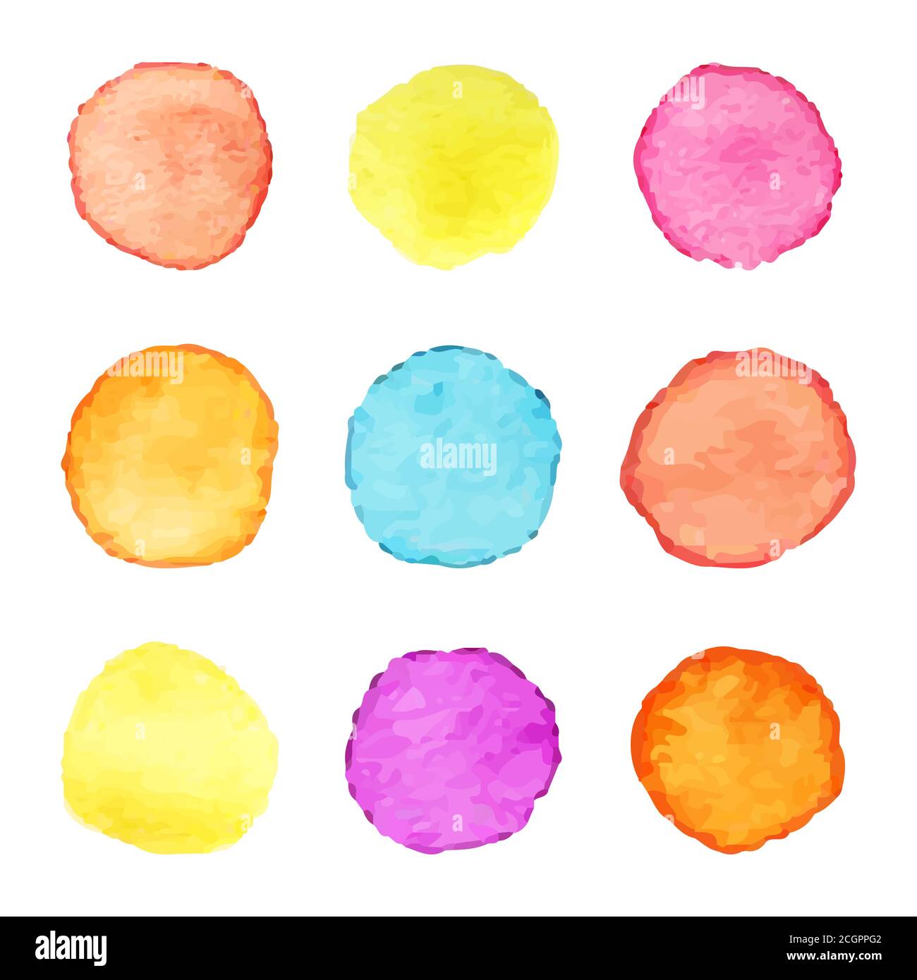 Hand painted watercolor circles. Set of watercolour stains. Watercolor circle textures. Vector illustration Stock Vector