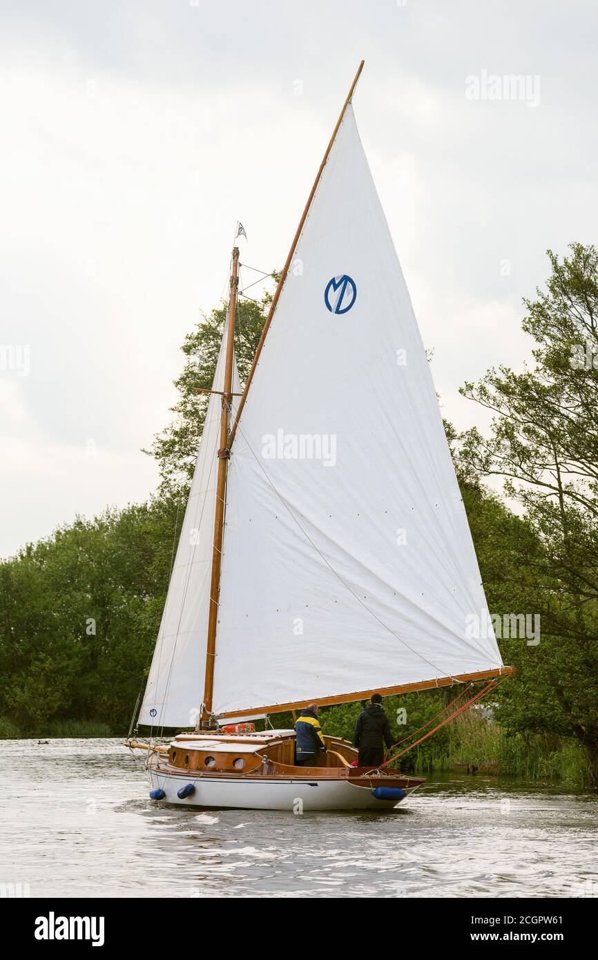 sailing yacht Ranworth Broad Norfolk UK Stock Photo