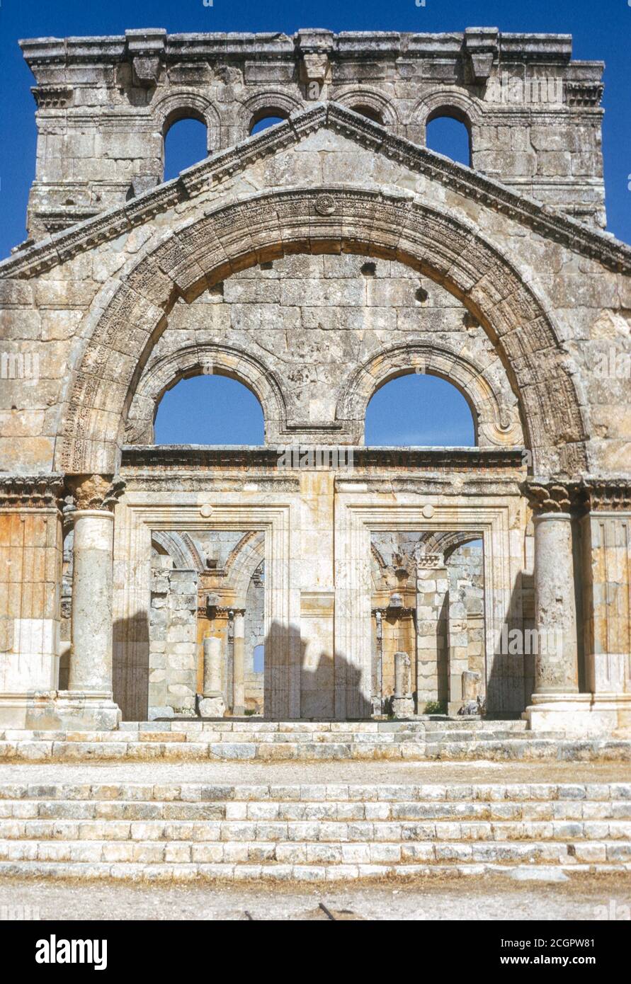 Syria.  Church of Saint Simeon Stylites, Qalaat Semaan, October 1974. Stock Photo