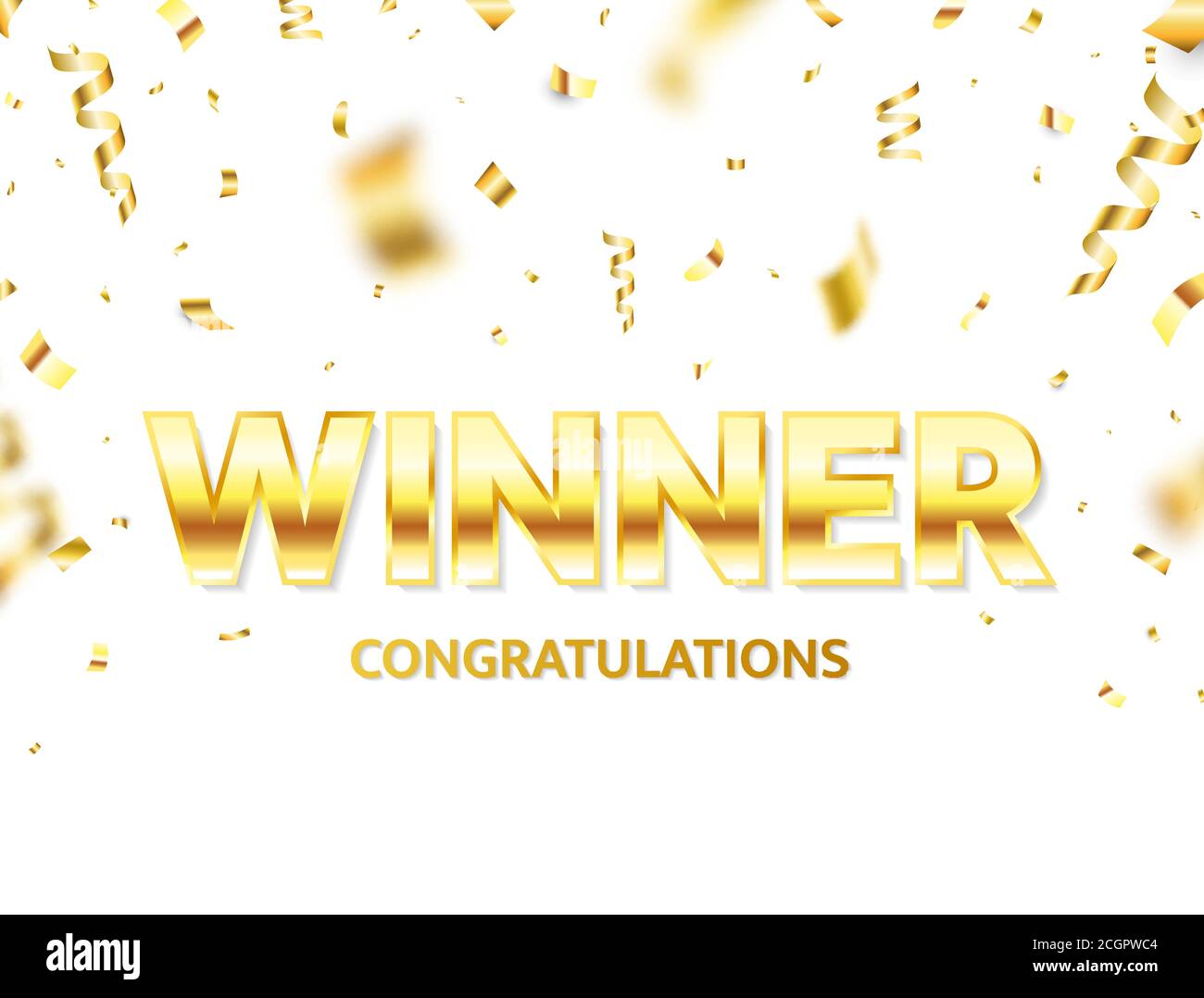 Winner gold text with flying confetti. Luxury congratulations banner. You  are win celebration background. Winners team. Successful champions. Vector  Stock Vector Image & Art - Alamy