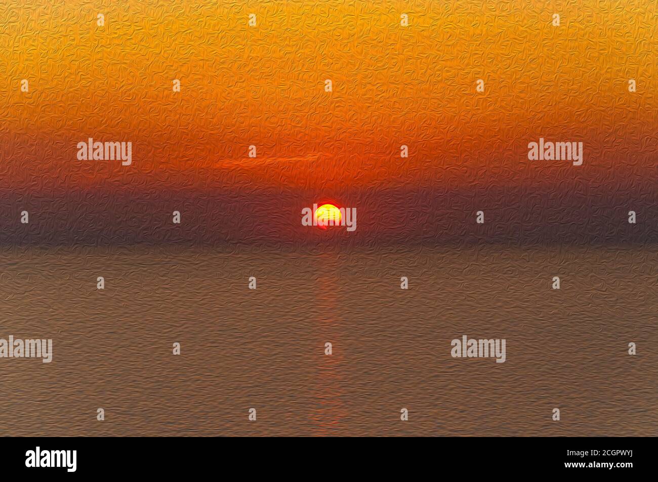 Sunrise over the sea painting hi-res stock photography and images - Alamy