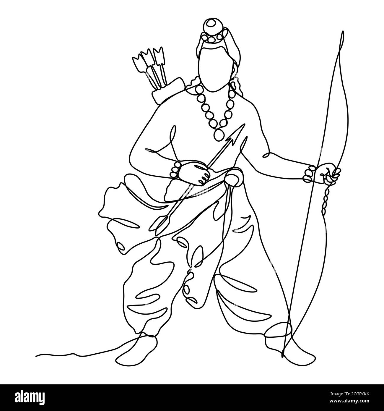 continuous line drawing. Rama Silhouette God Stock Vector Image & Art -  Alamy