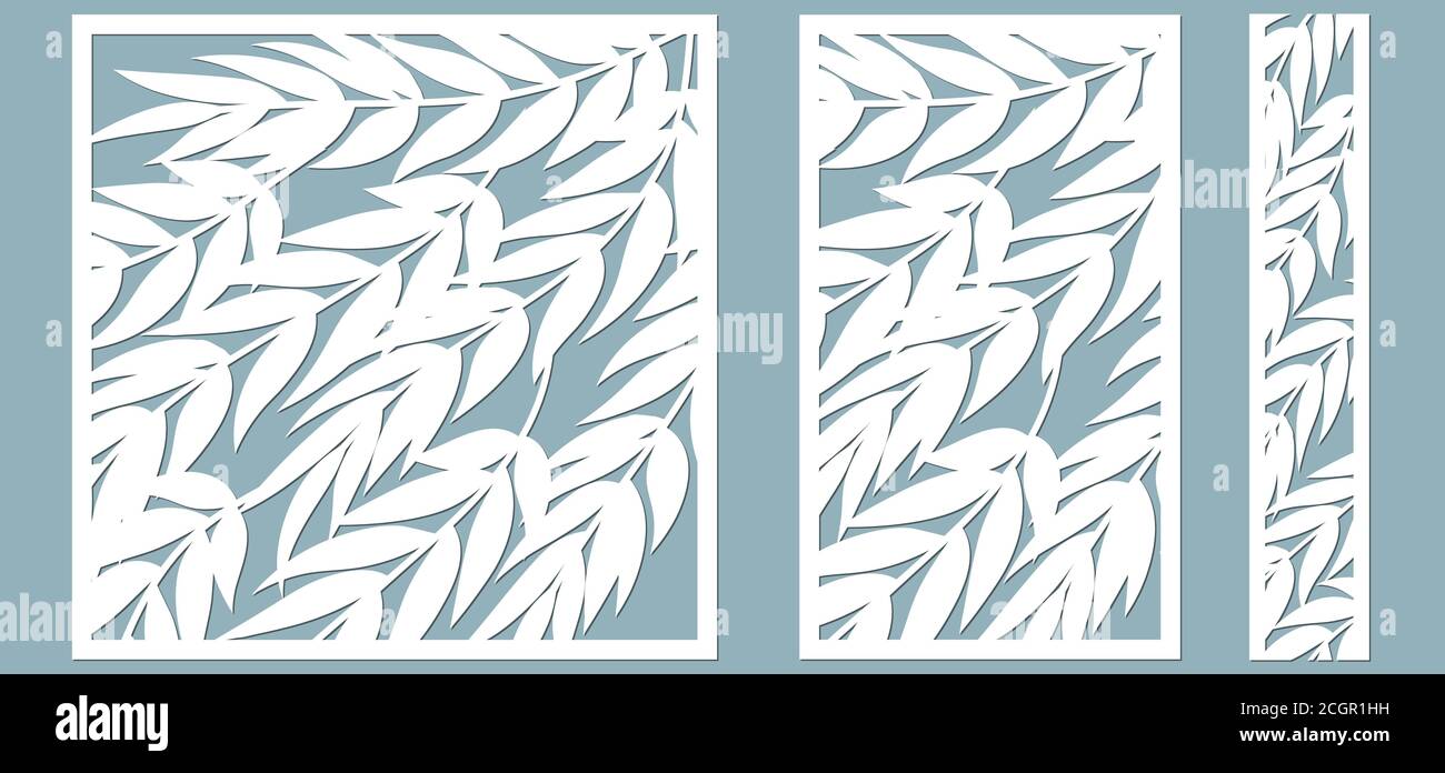 template for cutting. Palm leaves pattern. Laser cut. Vector illustration.. Stock Vector