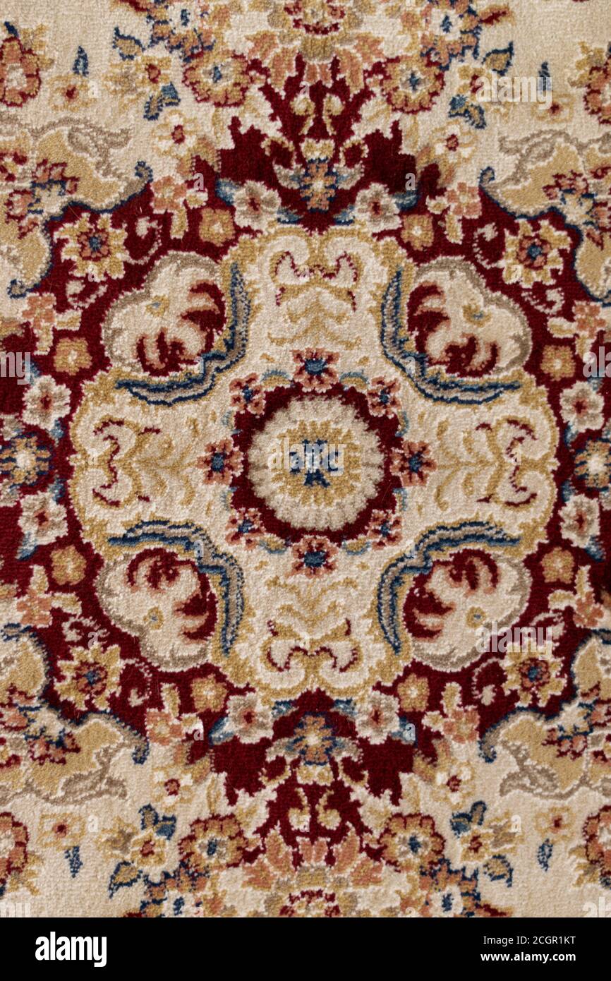 Crop view of traditional persian carpet Stock Photo