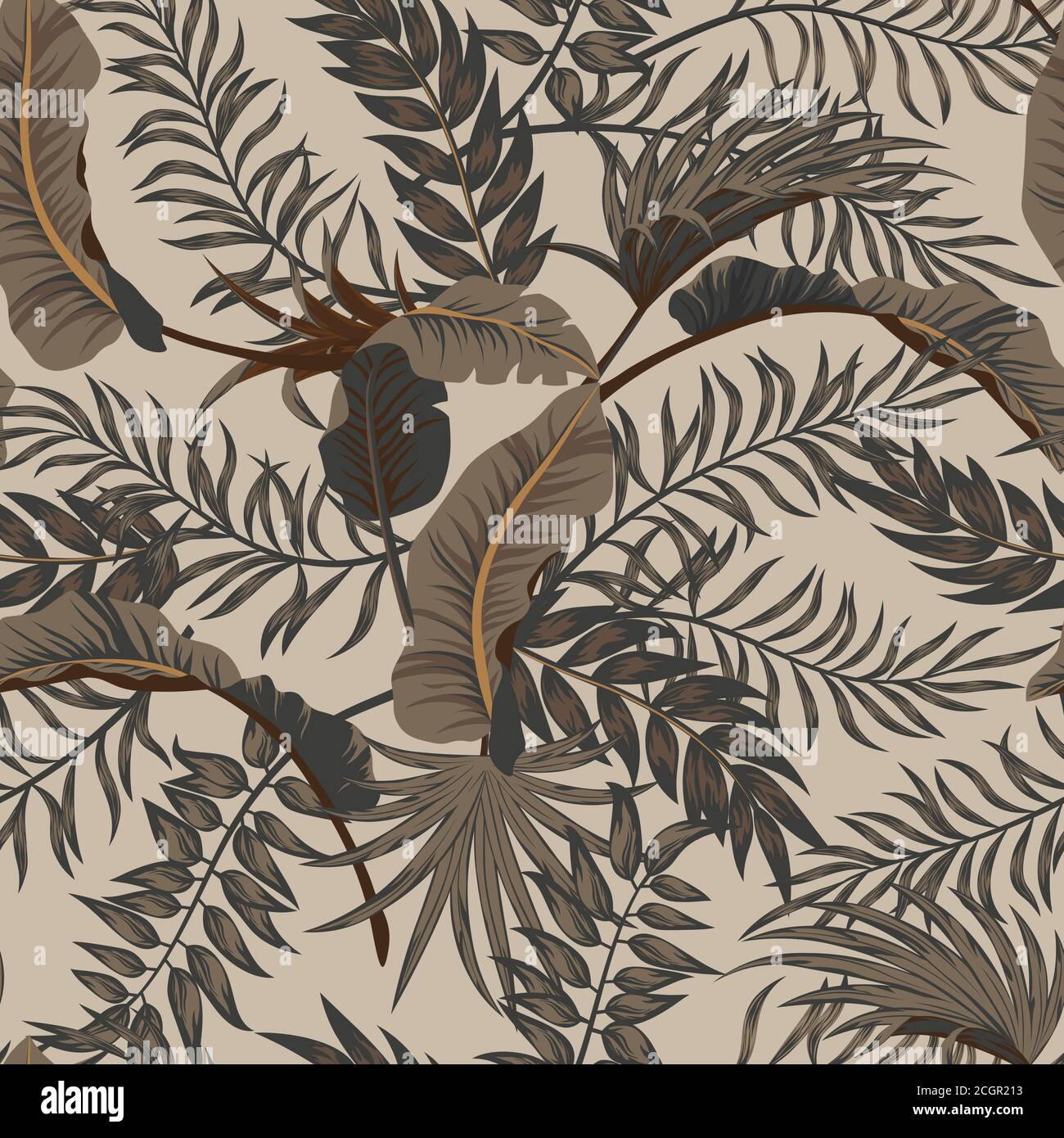 Tropical palm leaves, jungle leaves seamless vector floral pattern ...