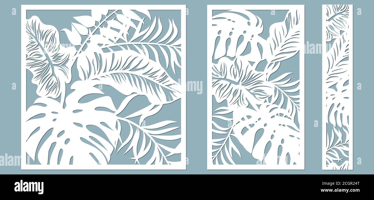 Set template for cutting. Palm leaves pattern. Laser cut. Vector  illustration Stock Vector Image & Art - Alamy