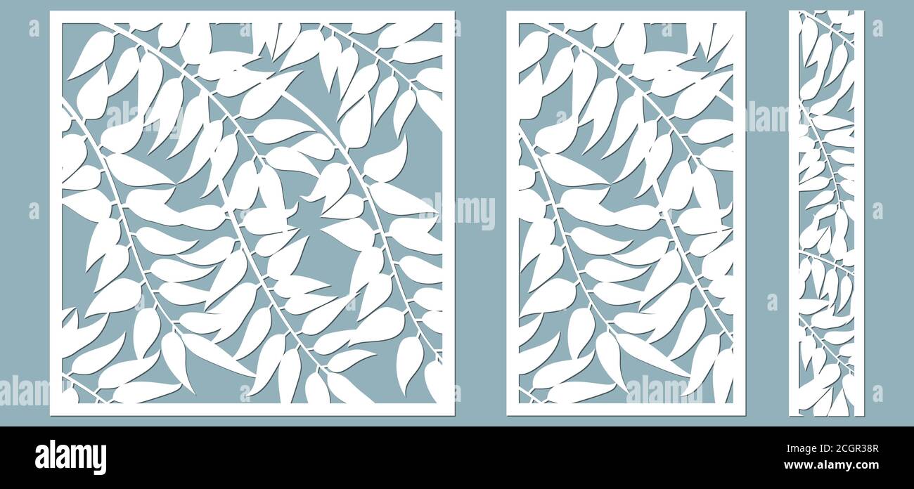 template for cutting. Palm leaves pattern. Laser cut. Vector illustration.. Stock Vector