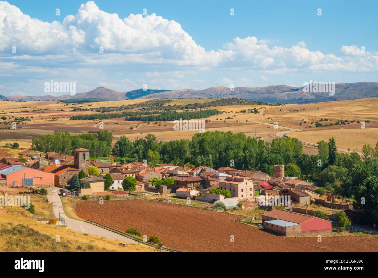 Overview and landscape. Liceras, Soria province, Castilla Leon, Spain. Stock Photo
