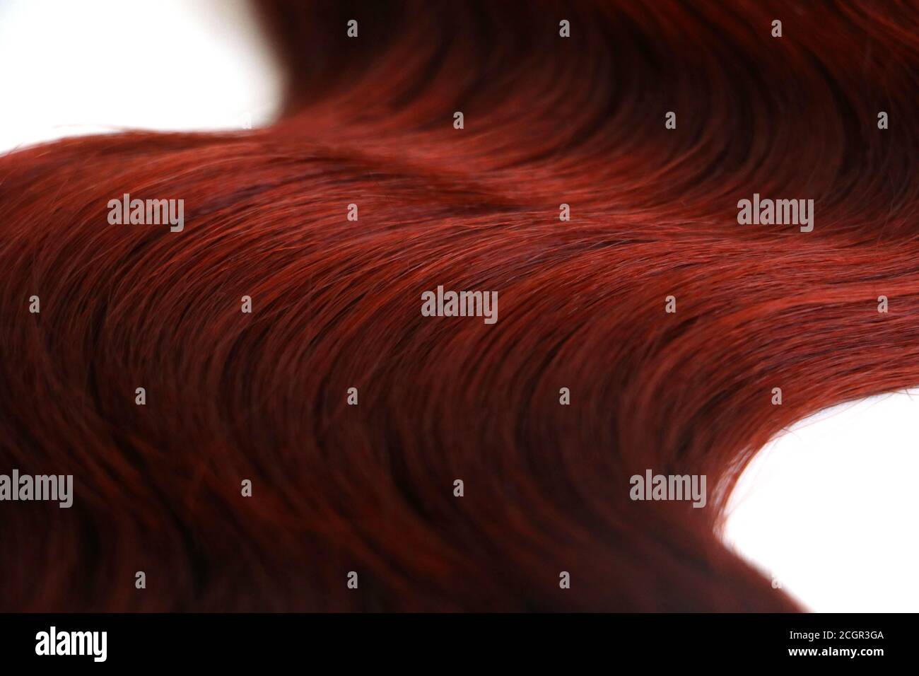 red auburn wavy hair piece isolated on white background Stock Photo
