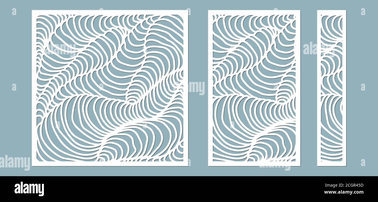 Set, panel for registration of the decorative surfaces. Abstract lines ...