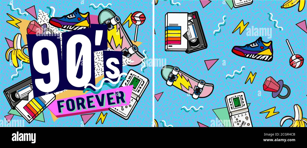 Retro 80s 90s Party Invitations Retro style textures and alphabet mix ...