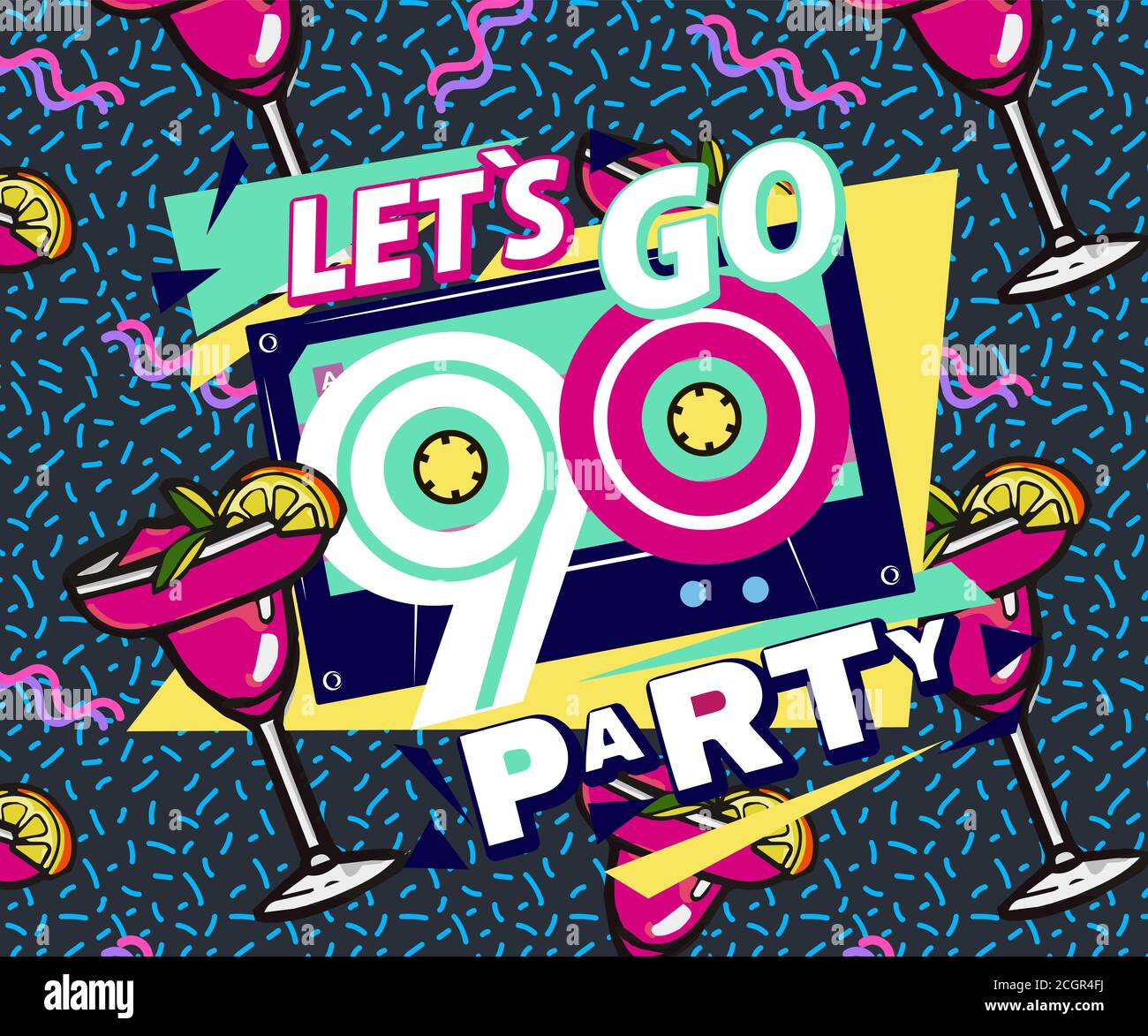 https://c8.alamy.com/comp/2CGR4FJ/retro-80s-90s-party-invitations-retro-style-textures-and-alphabet-mix-aesthetic-fashion-background-and-eighties-graphic-pop-and-rock-music-party-eve-2CGR4FJ.jpg
