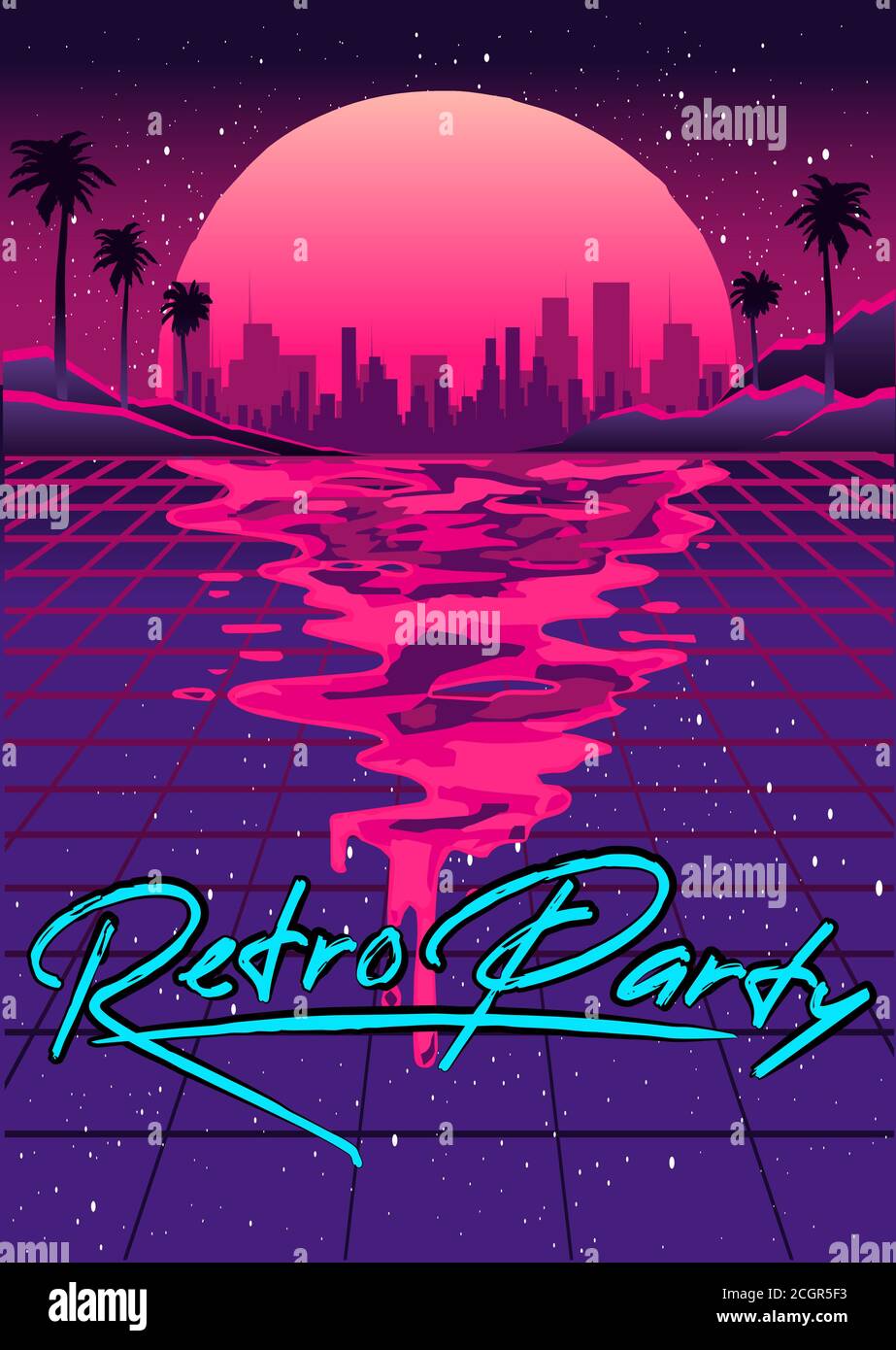 80s retro wave space, Vintage style poster for retro party banner,  invitation, flyer, advertisement. Vector illustration of retro disco and  dance Stock Vector Image & Art - Alamy