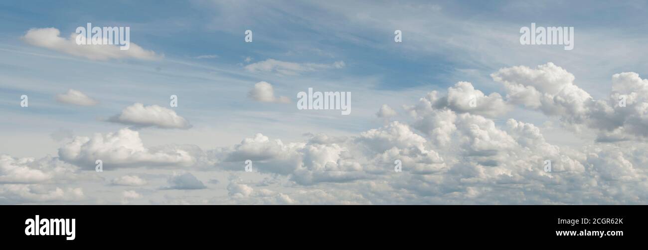 panorama of white cumulus clouds Stock Photo