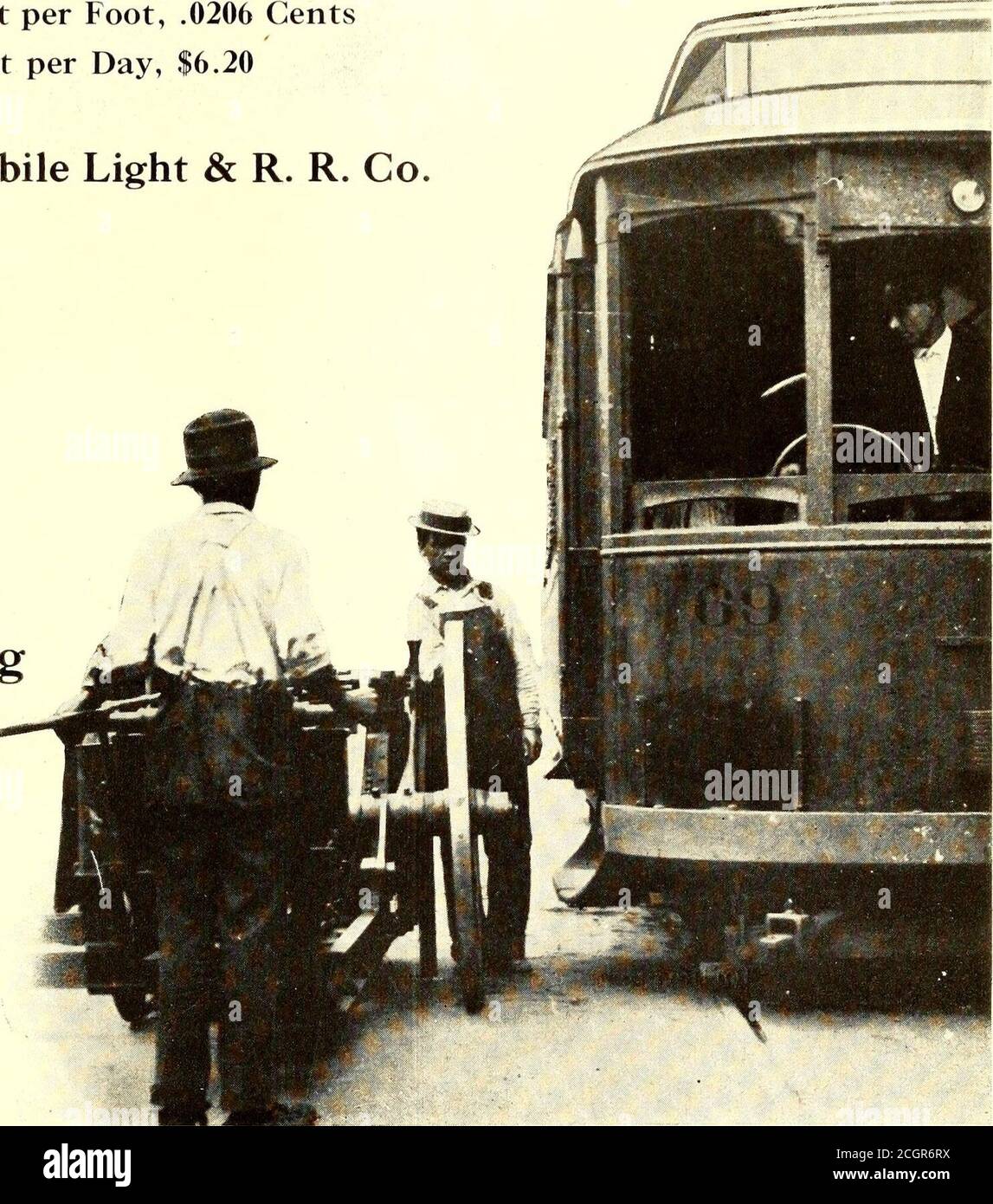 . Electric railway journal . These Three for Maximum Service Wbt Jfalfc Company JHtitoaukee NEW YORK CITY—Wendell & MacDuffie Co.LOS ANGELES—Alphonso A. Wigmore NEW ORLEANS—A. M. Lockett & Co. March 20, 1915] ELECTRIC RAILWAY JOURNAL 35 These Men are Grinding anAverage of 300-ft. per day Cost per Foot, .0206 CentsCost per Day, $6.20 Ask the Mobile Light & R. R. Co Reason: TheReciprocatingTrackGrinder Having TheseEssentials. 1. A flat grinding surface. 2. Reciprocating Motion. 3. Forty square inches grinding surface. 4. Four Hundred Strokes per Minute. 5. High Wheel derail. 6. No fine adjustmen Stock Photo