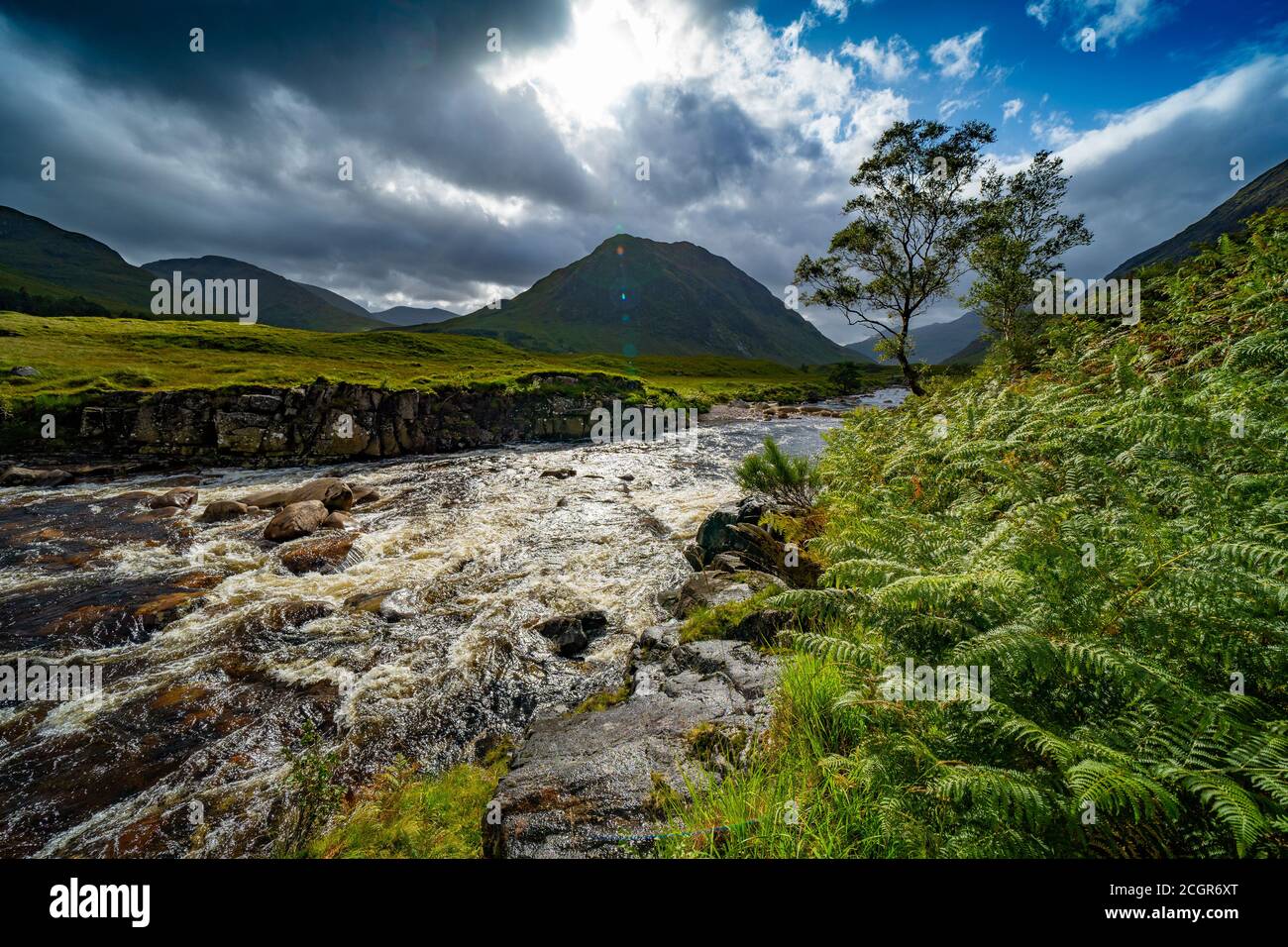 View of River Etive in Glen Etive, Highland Region, Scotland, Uk Stock Photo