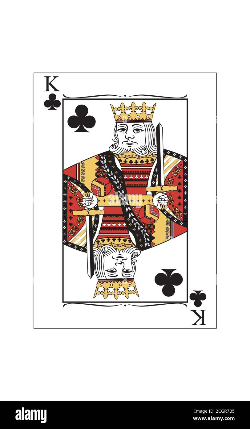 The beautiful card of the king of clubs in classic style Stock Vector