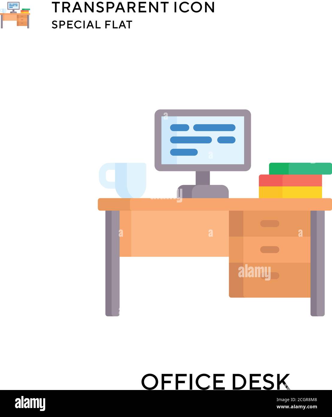 Office desk vector icon. Flat style illustration. EPS 10 vector. Stock Vector