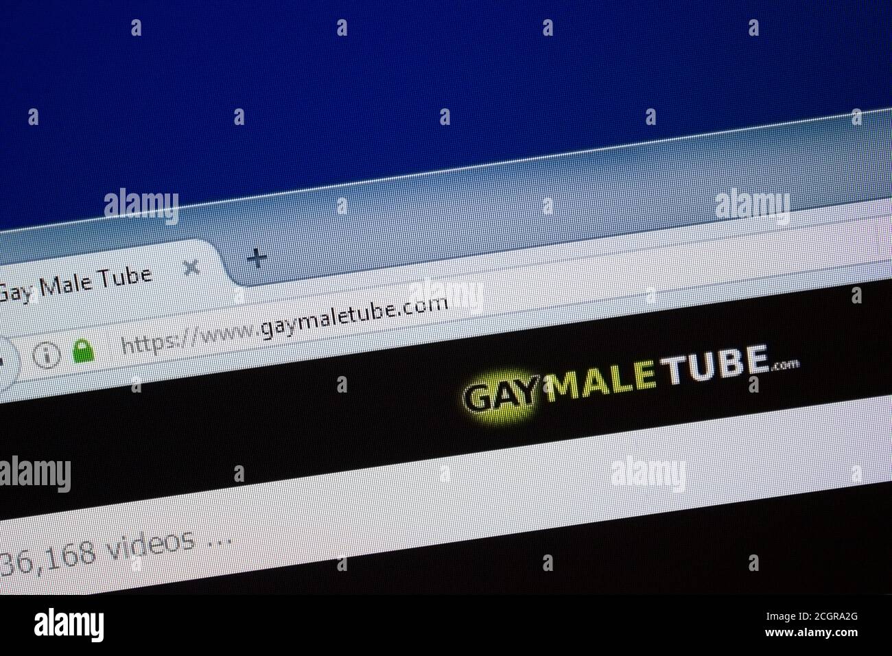 Ryazan, Russia September 09, 2018 Homepage of Gay Male Tube website on the display of PC, url