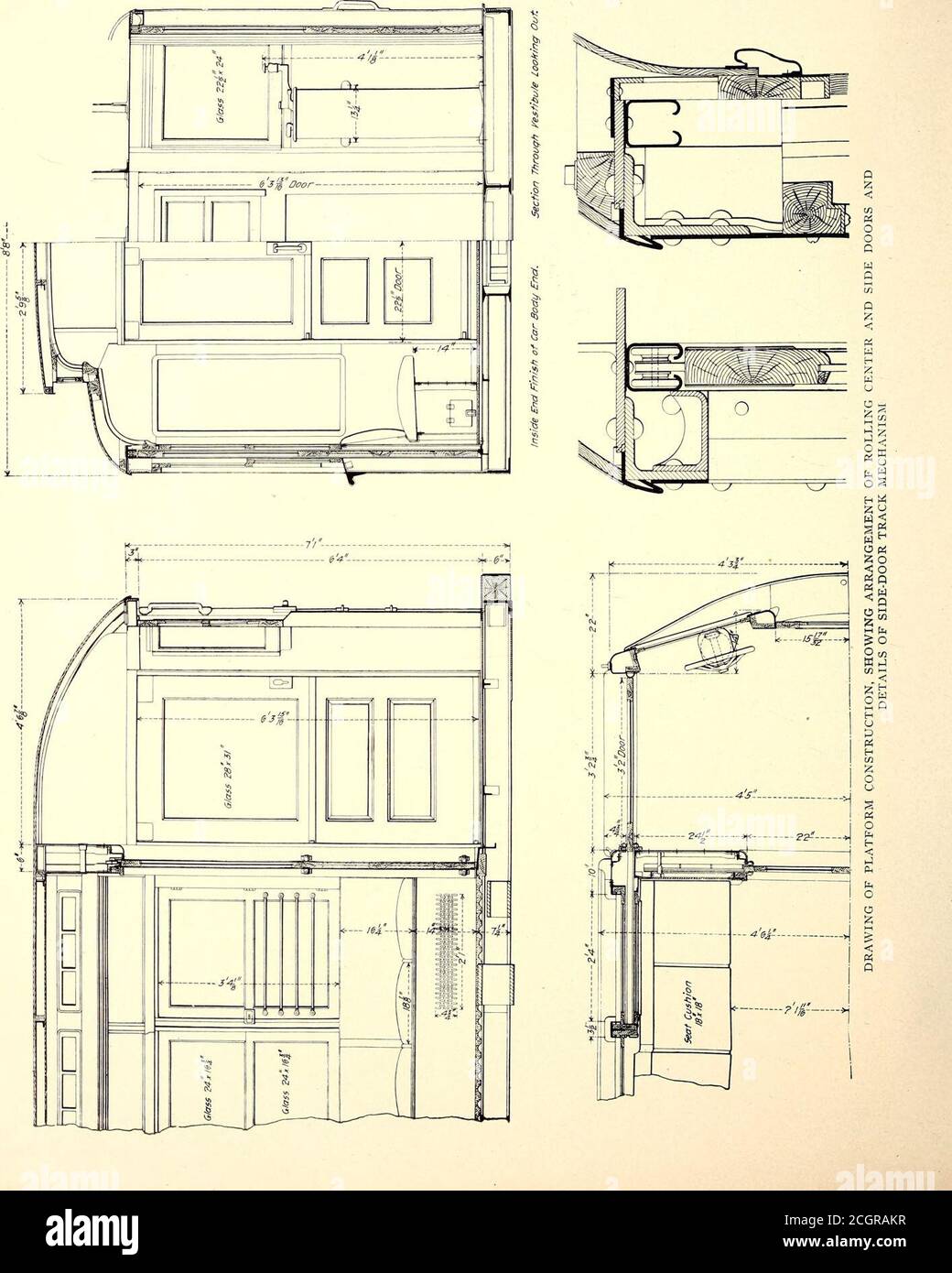 . The Street railway journal . r matting, which is cemented uponthe steel plate. Special threshold metal treads arc provided atthe passageways between car and platform. Those at the sideand end vestibule door openings are the well-known safety 644 STREET RAILWAY JOURNAL. (Vol. XXIV. No. ig. freads of the American Mason Safety Tread Company, Bos-ton, Mass. FINISH The outside finish of the car is applied by the steel plate ofthe side-frame girder construction, upon which the paint finishof Tuscan red is applied. Similar sheathing of special rolledsteel plate is applied to the car ends and platfo Stock Photo