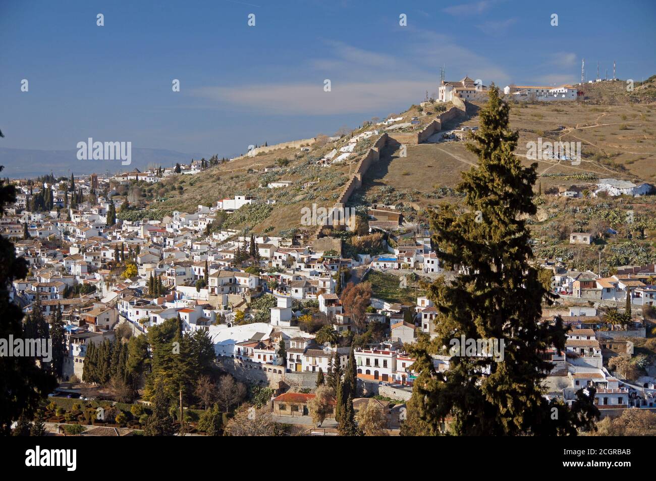 Granada in Spain: looking towards the suburbs of the Albayzin from the Alhambra Stock Photo