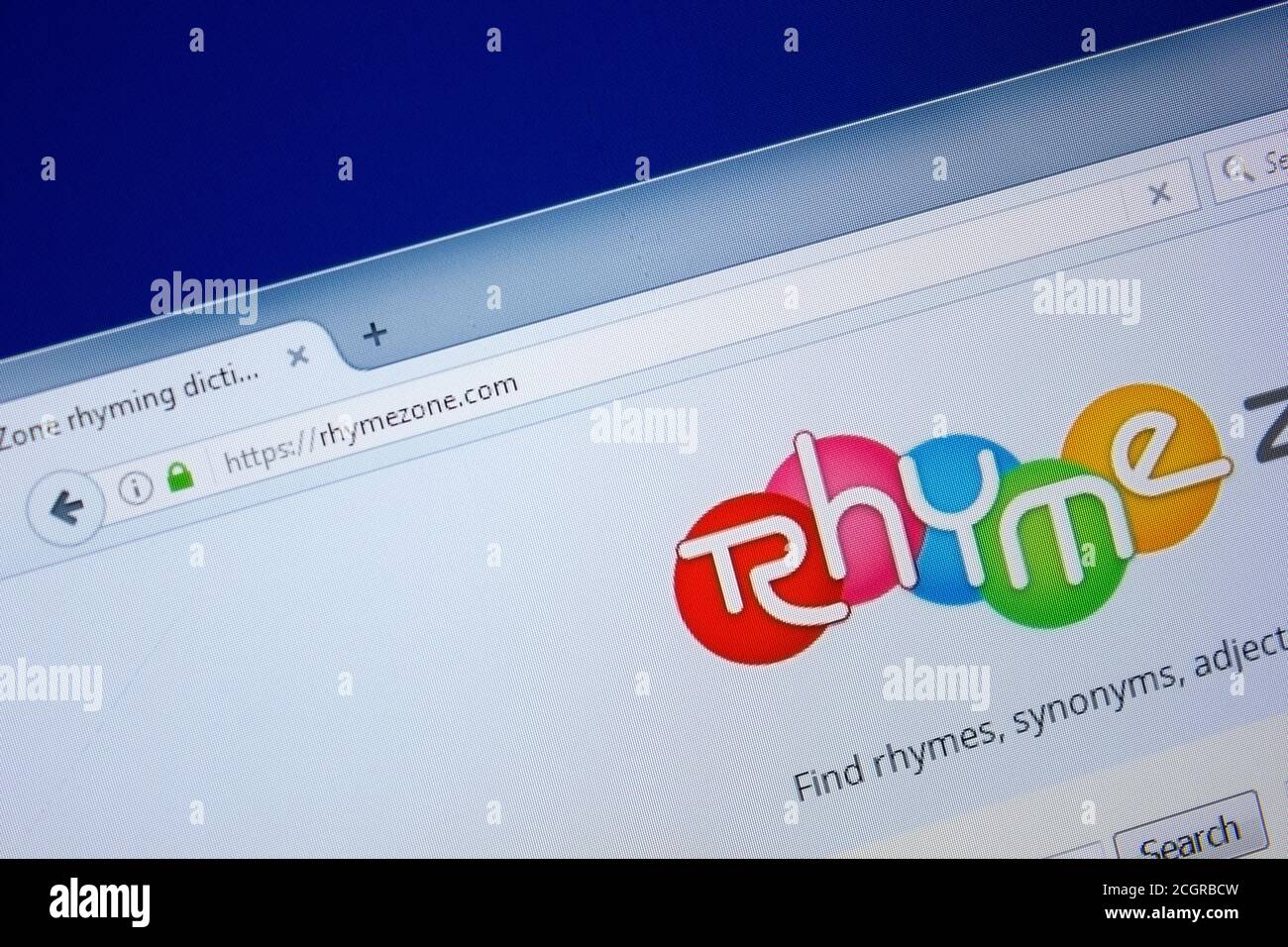 Ryazan, Russia September 09, 2018 Homepage of Rhyme Zone website on