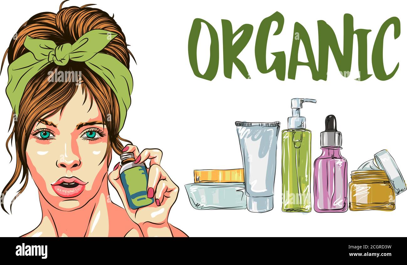 A woman takes care of her face. Steps on how to apply face oil. how to